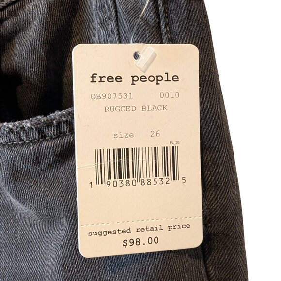 We The Free People Womens Jeans size 26 High Rise Black Straight Leg distressed - Picture 4 of 12